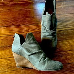 Green wedge booties